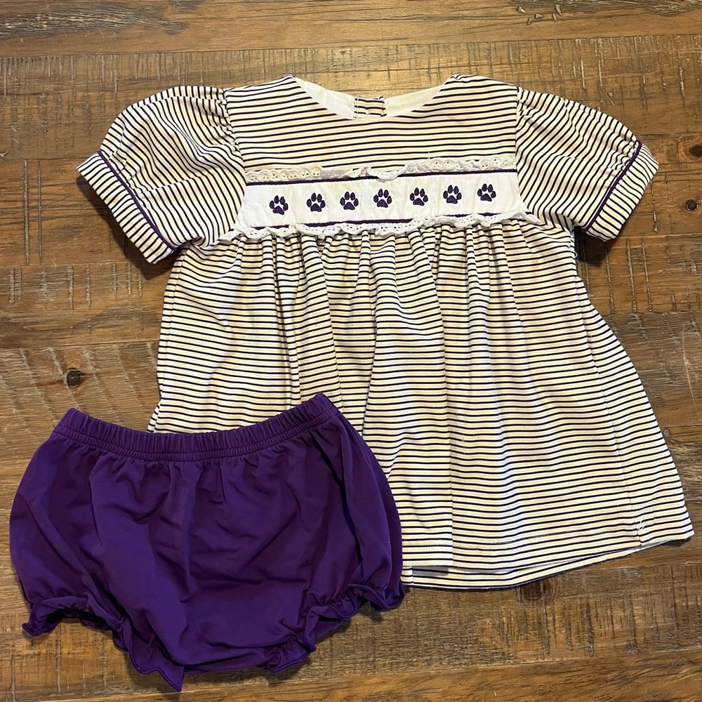 Purple pearl smocks LSU bloomer set